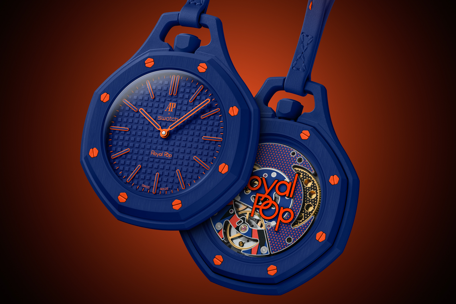 L&agrave;n Ba colorway &mdash; blue savonnette Royal Pop pocket watch